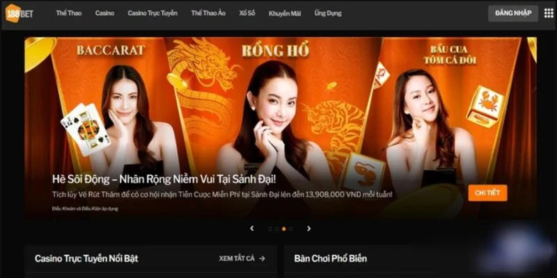 Sảnh chơi Casino tại 188BET sôi động với rất nhiều lựa chọn hấp dẫn.